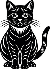 black and white cat illustration