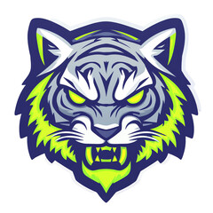 Fototapeta premium Fierce tiger head logo a vibrant mascot design on transparent background