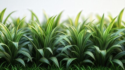 Obraz premium Lush green plants rise with striped leaves, bathed in gentle, natural light