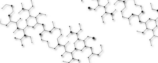 Vector banner design with hexagons. Abstract hexagonal molecules Technology background and science design. Molecular grey structure abstract tech background. Abstract hexagon or digital technology.