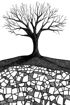 Bare Earth Under Slanting Rays, coloring book style, vector design
