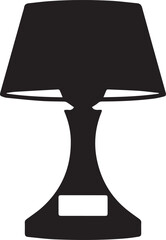 Short Lamp Silhouette Vector | Table Light, Desk Glow & Minimal Fixture in Black Vector