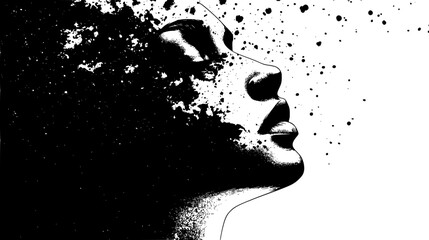 Face Melting Into Star Sky, vector design