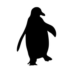 Vector silhouette of penguin on transparent background