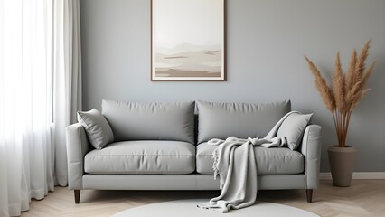 Stylish Couch with Art and Plant for Interior Design in Modern Home