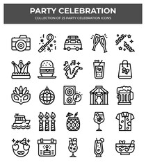 Party Celebration Icon Set. 25 Unique Icons for Festive Events
