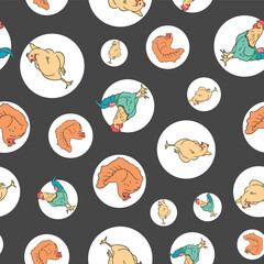 Whimsical Chicken and Rooster Vector Seamless Pattern for Farm Inspired Projects