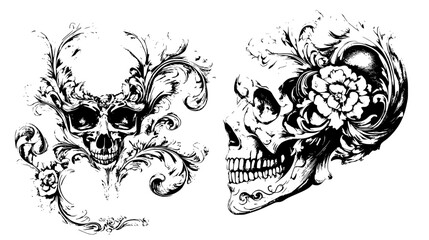 Obraz premium Skull With Intricate Engraved Patterns, vector design
