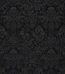 Intricate black damask, seamless floral vines , dark pattern, seamless
