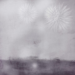 Soft gray textured background with subtle white floral bursts and dreamy light effects. Elegant abstract design ideal for romantic themes, invitations, scrapbooking, and creative projects.