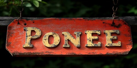 Obraz premium Vintage Red Sign with Worn Letters