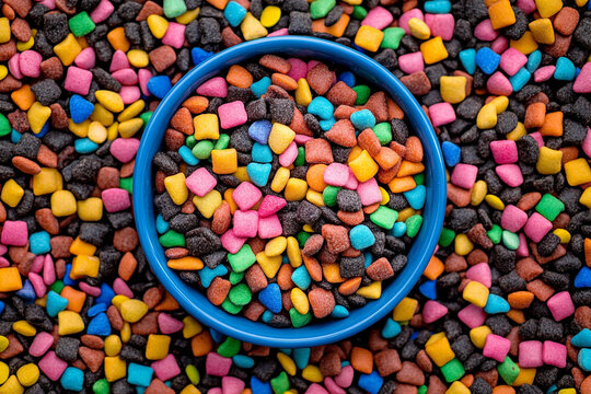 Colorful candy sprinkles in a blue bowl sweet treat colorful dessert