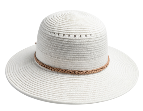 Stylish white wide-brimmed hat perfect for summer outdoor activities and fashion.