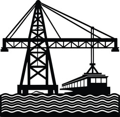 Crane silhouette isolated on white background