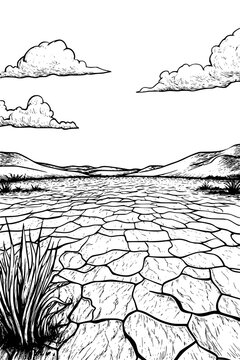 Bare Earth Under Slanting Rays, coloring book design, vector illustration