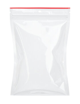 Clear plastic bag for packaging and storage, ideal for various uses.