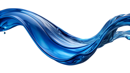Blue Abstract Swirl Liquid Flowing Dynamic Movement isolated on transparent background