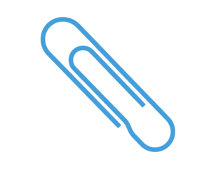 A minimalist paperclip design in blue, symbolizing organization and efficiency.