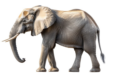 Obraz premium Majestic African Elephant Profile: Side View, Isolated on White Background. Perfect for wildlife on transparent background