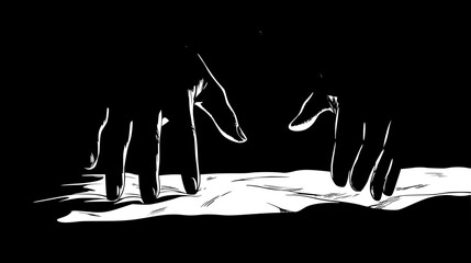 Fingers Reaching From Under Bed, vector illustration