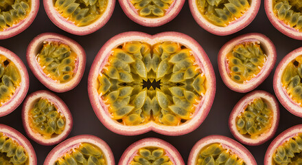 Exotic Passion Fruits Arranged With Symmetrical Centerpiece For A Tropical Vibe