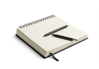 Notebook and Pens on White Background