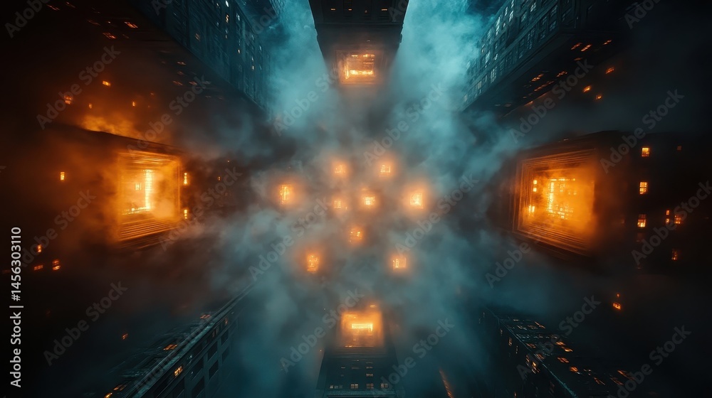 Wall mural mystical cosmic nebula with otherworldly glowing forms and ethereal gas clouds abstract science fict