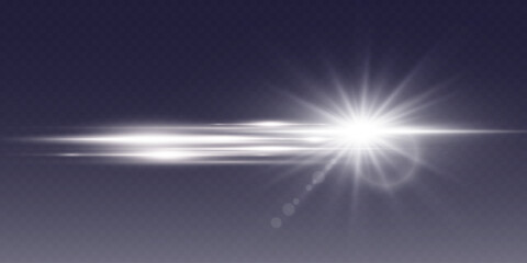White effect of lens flare and star light. On a transparent background.