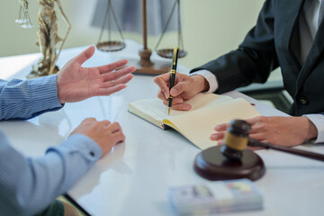 Business law concept, Lawyer business Consultation between male lawyers and business clients, tax and legal and legal services firms