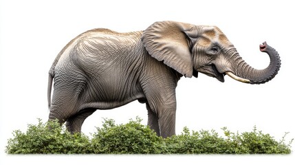 Fototapeta premium Unleashing a powerful fist pump in a studio setting is what a muscular anthropomorphic elephant does
