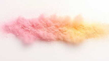 Fototapeta premium Vibrant Pink Orange Yellow Powder Explosion on White Background