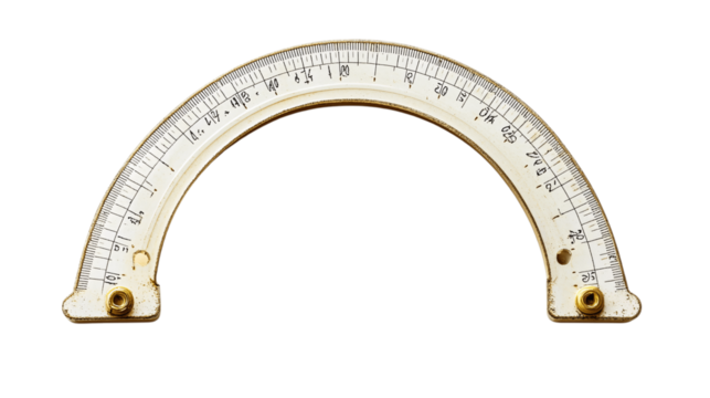 A high-resolution image of a single protractor centered on a white background --ar 16:9