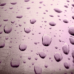 Purple water droplet texture on a smooth surface with reflective highlights. Fresh abstract background ideal for beauty themes, spa design, product mockups, and creative visual projects.
