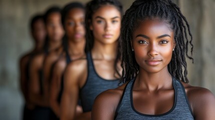 Obraz premium A diverse group of young athletes are shown standing together outside, exemplifying the unity and inclusivity of their sports team through their confidence, camaraderie, and shared community spirit