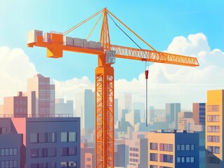Cityscape with construction crane