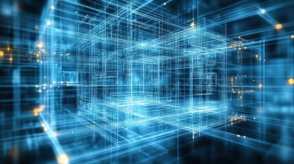 Obraz premium Abstract digital cyberspace visualization creating a futuristic technological background with artificial intelligence and data networking