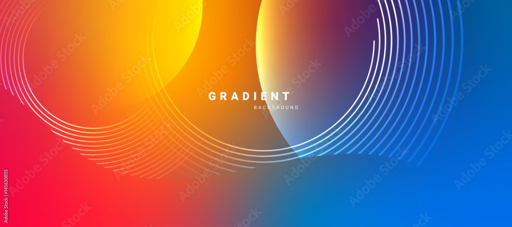 Poster Vibrant abstract gradient background with flowing wave lines.