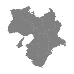 High Quality map of Kansai is a region of Japan, with borders of the prefectures