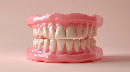 Obraz premium The dental model, viewed in close proximity, reveals the complex structure of human teeth and gums in great detail