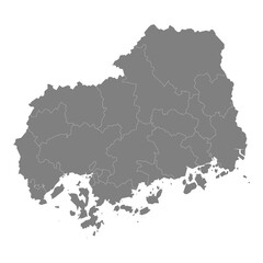 Obraz premium High Quality map of Hiroshima is a prefecture of Japan with borders of the districts