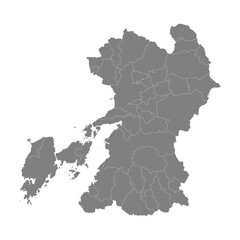 Fototapeta premium High Quality map of Kumamoto is a prefecture of Japan with borders of the districts