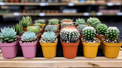 Assorted Succulents and Cacti in Small Pots