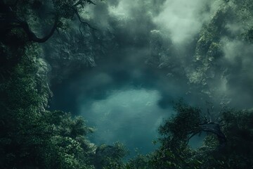 Abstract teal and gray fog background