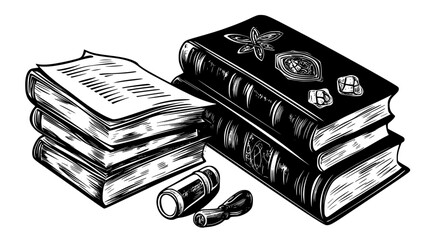 Ancient Tome Revealing Magical Knowledge, vector graphic