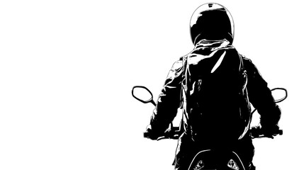 Backpack Strapped Behind Scooter Seat, vector graphic