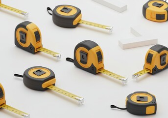 Tape Measures on White Background