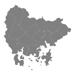 High Quality map of South Gyeongsang is a province of South Korea, with borders of the counties