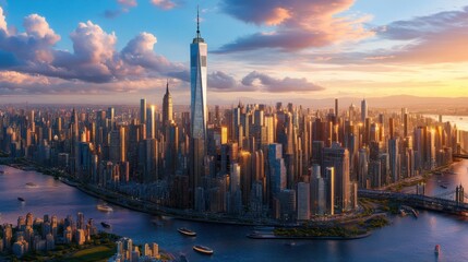 Fototapeta premium New York City skyline at sunset