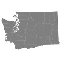 High Quality map of Washington is a state of United States with borders of the counties