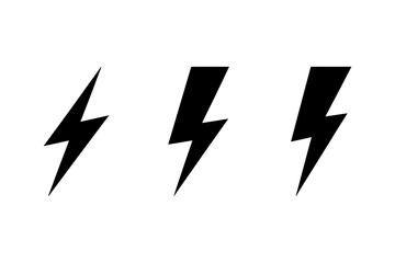 Lightning bolt vector icon set black and white art